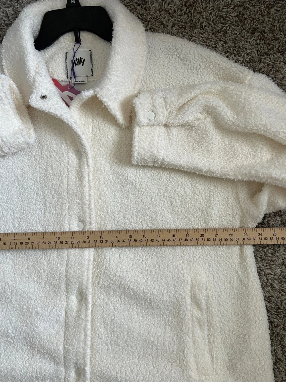 NWT YITTY  Sherpa Button-Front Teddy Shacket Baddie To The Bone (Cream) XL